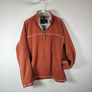 True Grit Men's Warm Orange Zip-Up Sweater Faux Sherpa Lined Sz Small 1/4 Zip